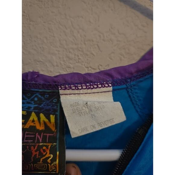 Vintage Ocean Equipment Blue 1/2 Zip Hooded Windbreaker Jacket Womans Sz Medium - Picture 6 of 6